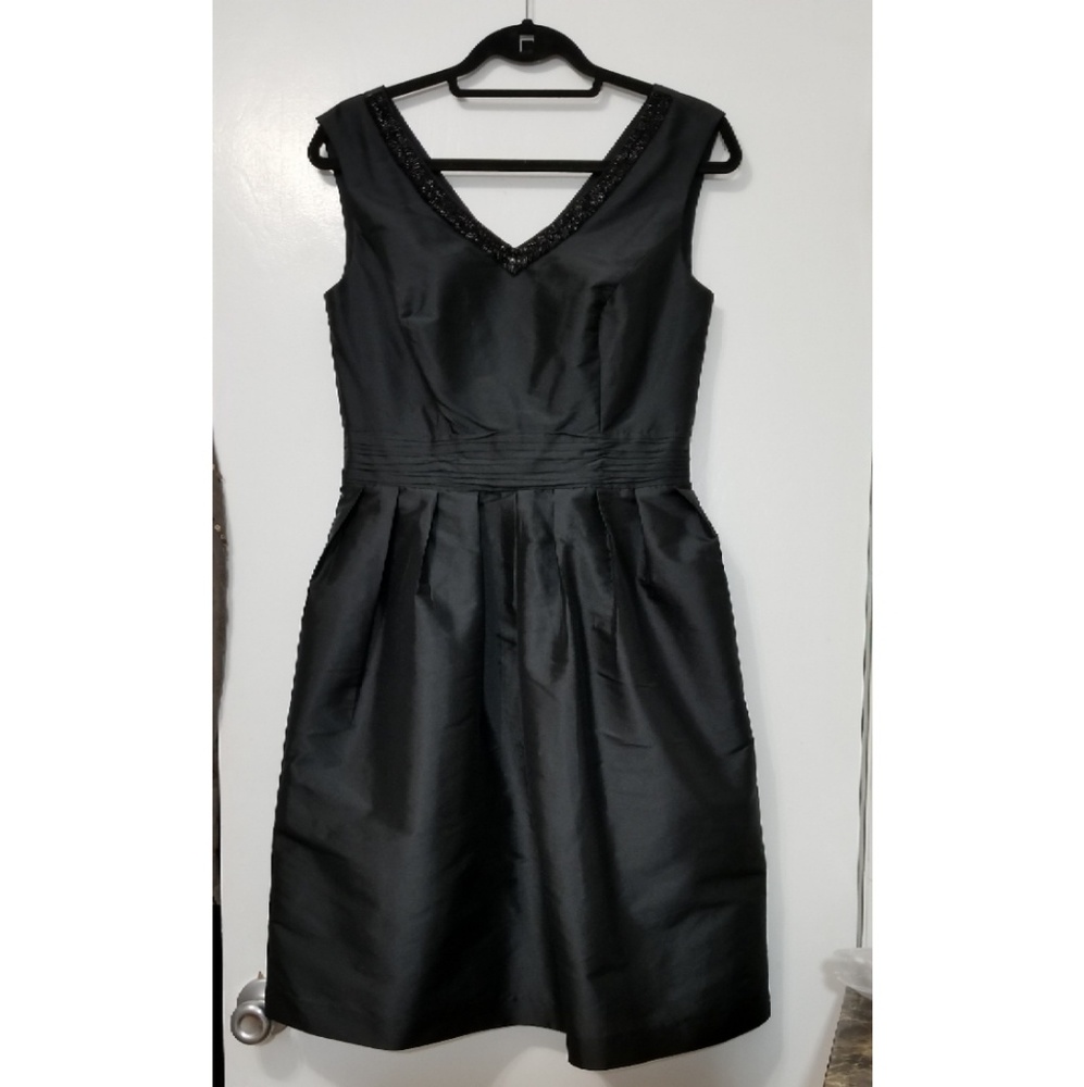 NWOT | Ellen Tracy V Neck Fit & Flare Black Dress - Picture 3 of 6